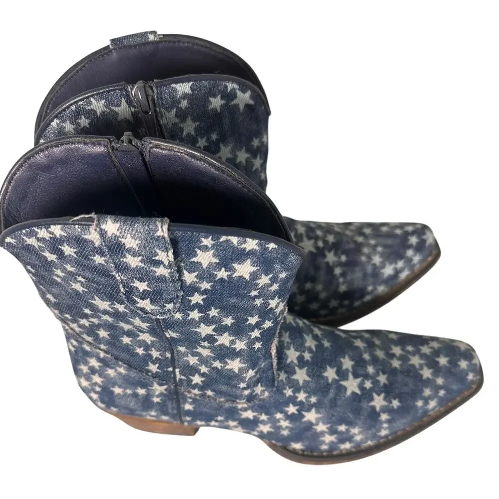 Star-Patterned Blue Ankle Boots - Picture 6 of 15
